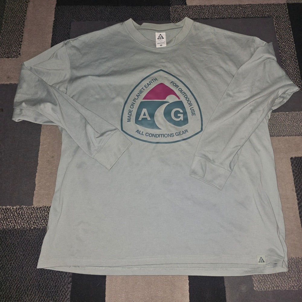 Nike ACG Long Sleeve Shirt Mens XL Sage Green Excellent